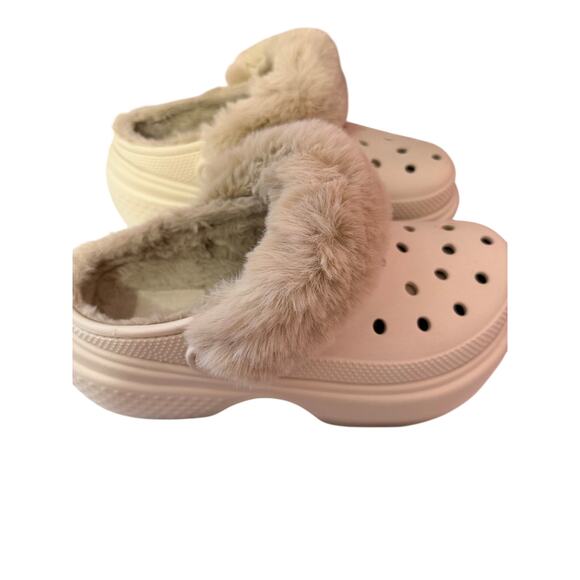 Crocs Shoes - Crocs Classic Mammoth Luxe Lined Clog Bone Tan Faux Fur Women 11 / Men 9